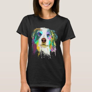 Splash Art Australian Shepherd Dog Aussie Mom Gift T-Shirt