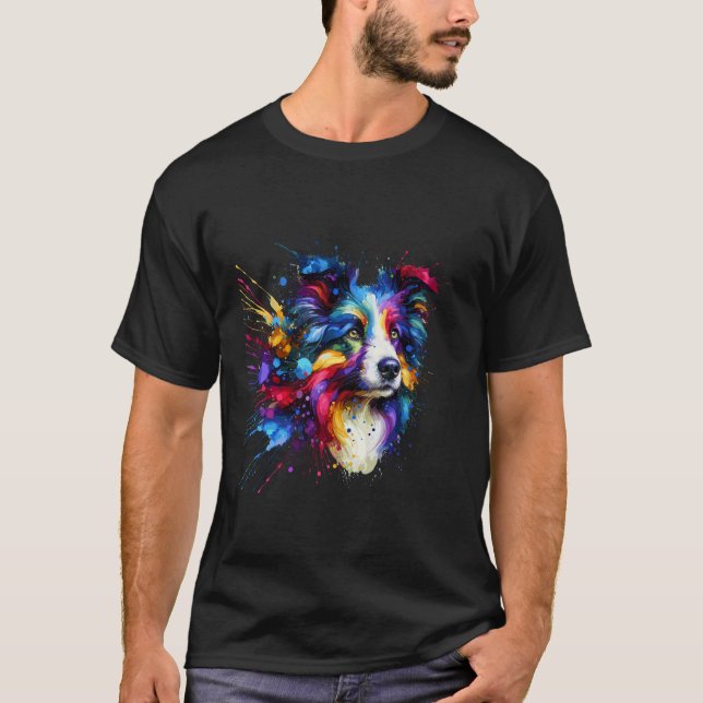 Splash Art Border Collie T-Shirt (Front)
