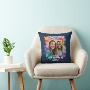 Splash-Art, Bunter Bilderrahmen mit Farbklecksen Throw Pillow