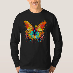 Splash Art Butterflies Lover Colourful Butterfly T-Shirt