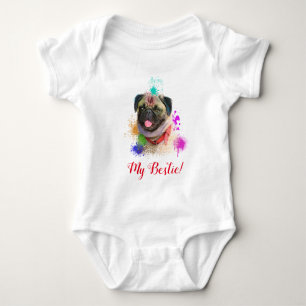 Splash Art Cute Pug Dog Baby Bodysuit 