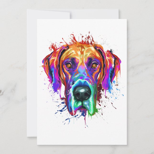 Splash Art Great Dane Puppy Lover Gifts Announcement (Front)
