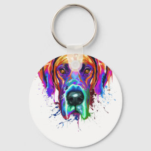 Splash Art Great Dane Puppy Lover Gifts Keychain