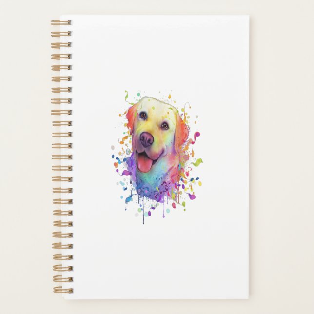 Splash Art Labrador Retriever Lab Gift Men Women Planner (Front)
