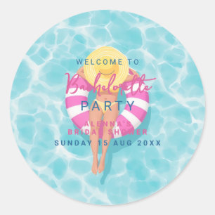 Splash bachelorette Pool Party bridal Classic Round Sticker