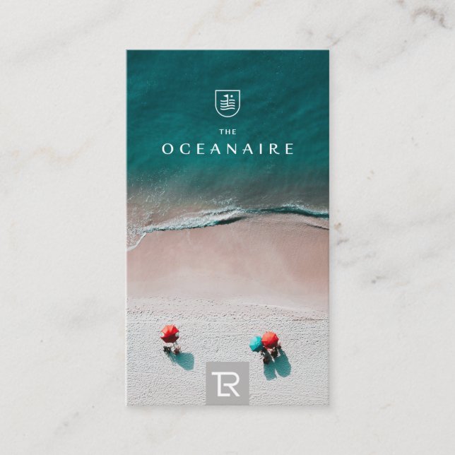 Splash Beach Scene Business Card Logo QRCODE (Front)