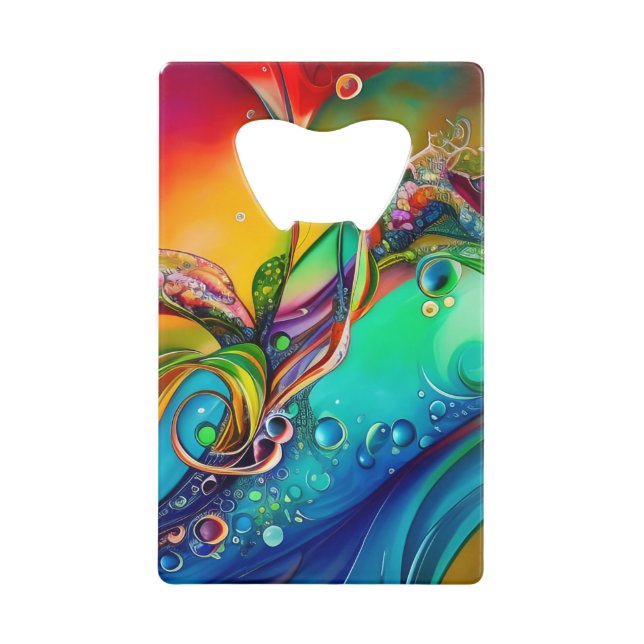 Splash! Colourful bubbles Abstract  Credit Card Bottle Opener (Front)