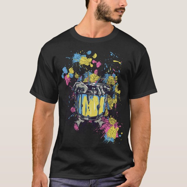 Splash Drummer - color explosion on the snare T-Shirt (Front)