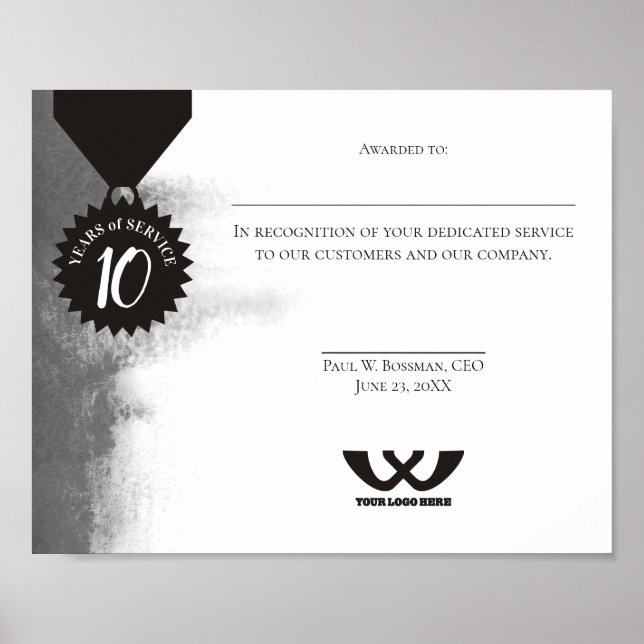 Splash employee 10 year anniversary certificate poster (Front)