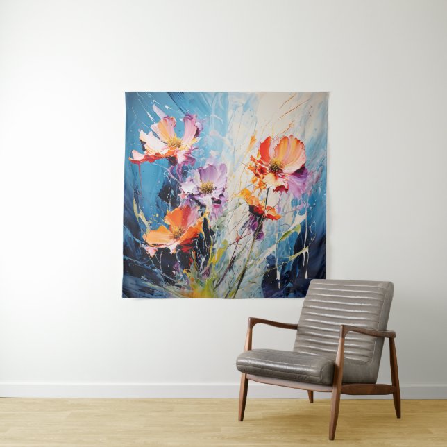 Splash Floral art Tapestry (In Situ)