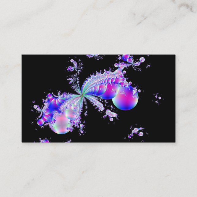 Splash Fractal Art Black Business Card (Front)