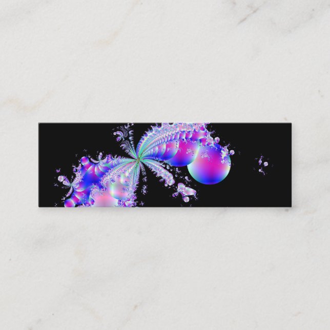 Splash Fractal Art Black Mini Business Card (Front)