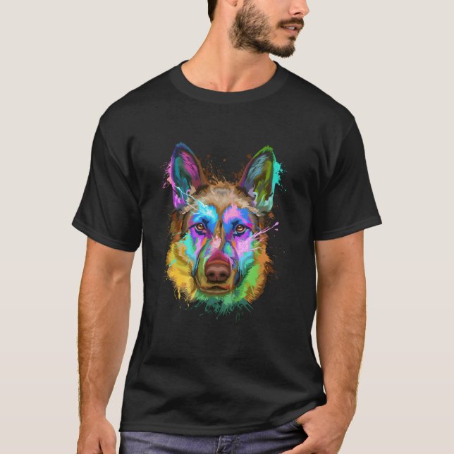 Splash Ger Shepherd Gsd T-Shirt (Front)