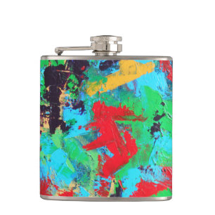 Splash-Hand Painted Abstract Brushstrokes Hip Flask