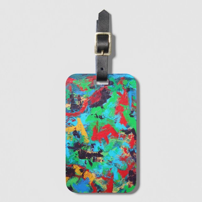 Splash-Hand Painted Abstract Brushstrokes Luggage Tag (Front Vertical)