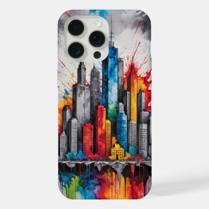 Splash ink drawing Skyscrapers Skyline iPhone 15 Pro Max Case