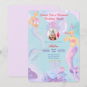 Splash Into a Mermaid Birthday Bash! Invitation