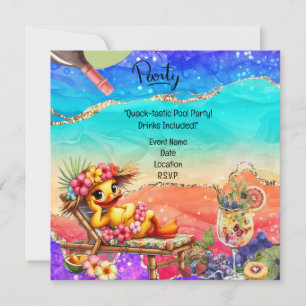 "Splash into Fun: Duck Pool Party with Drinks!" Invitation