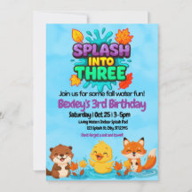 Splash Into Three Fall Water Fun birthday 