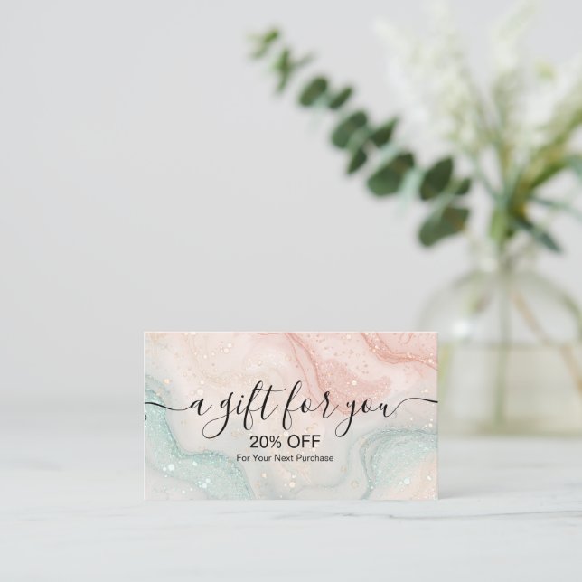 Splash Liquid Glitter Pink Marble Discount Card (Standing Front)