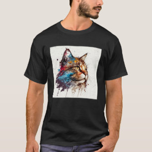 Splash Maine Kun Cat Paint Splatter Colourful Wome T-Shirt