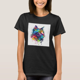 Splash Maine Kun Cat Paint Splatter Colourful Wome T-Shirt