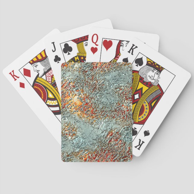 Splash matte metal melted on vivid orange texture  playing cards (Back)