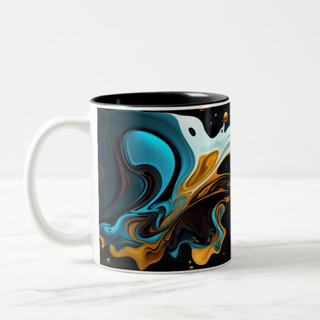 Splash of Blue and Gold Two-Tone Coffee Mug (Left)