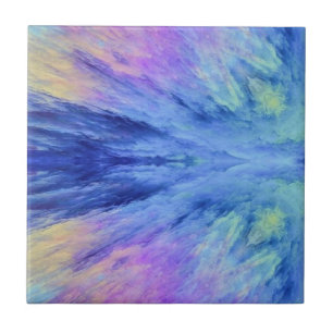 Splash of colour clouds blue green purple pink tile