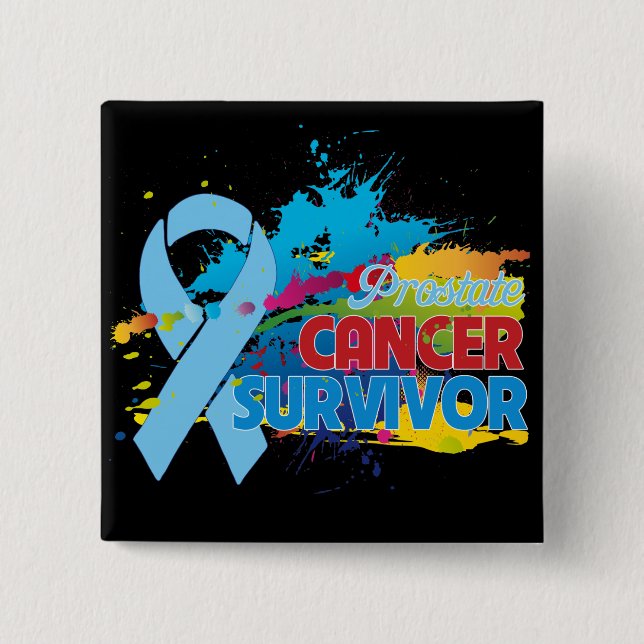 Splash of Colour - Prostate Cancer Survivor 2 Inch Square Button (Front)