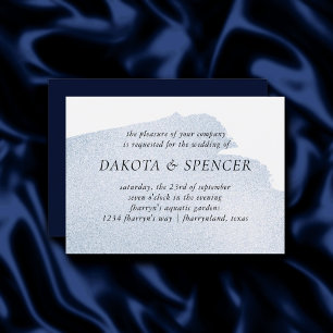 Splash of Navy   Chic Dark Blue Watercolor Wedding Invitation