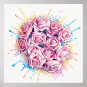 Splash of Pink Roses Large Poster Art