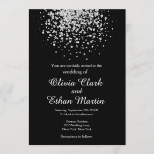 Splash of Silver Glitter Confetti Invitation