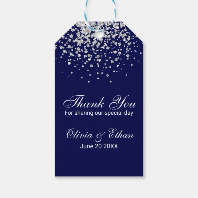 Splash of Silver on Royal Blue Favour Tag (Front)