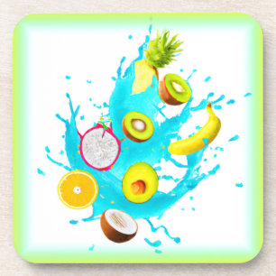 Splash of Tropical Fruits Art. Buy Now Coaster