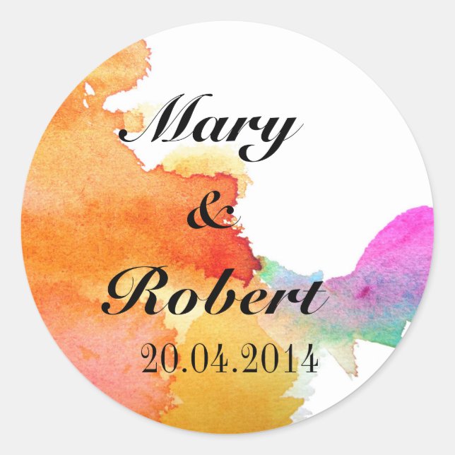 Splash of Watercolor Classic Round Sticker (Front)