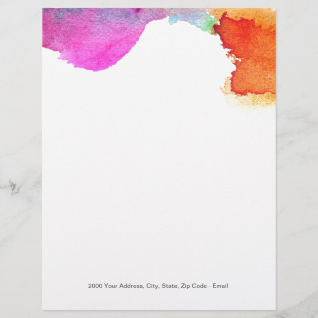 Splash of Watercolor Letterhead (Front)