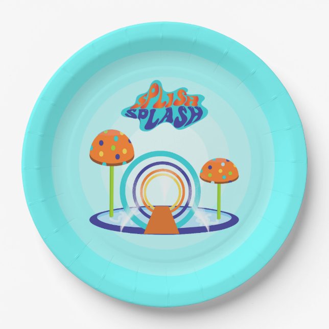 Splash Pad Birthday  Paper Plate (Front)