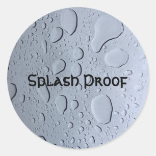 Splash Proof Custom Text Water Drops Background Classic Round Sticker