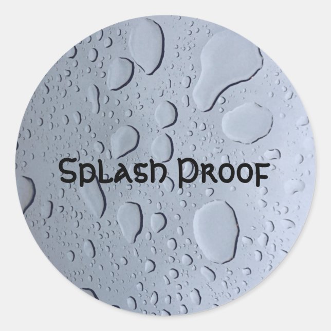 Splash Proof Custom Text Water Drops Background Classic Round Sticker (Front)