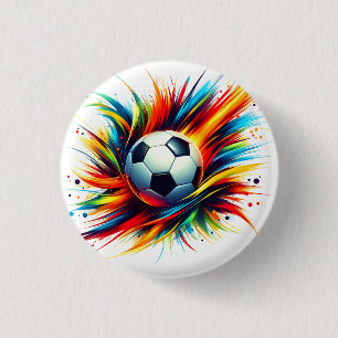 Splash Soccer Ball Futuristic Football Abstract 1 Inch Round Button