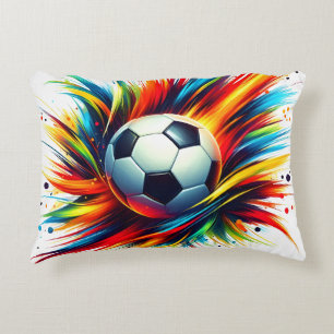 Splash Soccer Ball Futuristic Football Abstract Accent Pillow