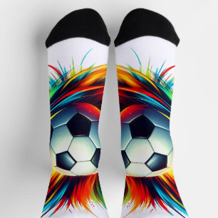 Splash Soccer Ball Futuristic Football Abstract Socks