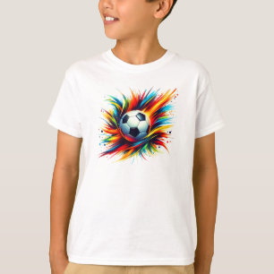 Splash Soccer Ball Futuristic Football Abstract T-Shirt