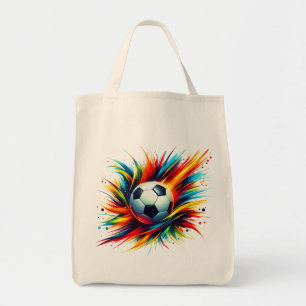 Splash Soccer Ball Futuristic Football Abstract Tote Bag