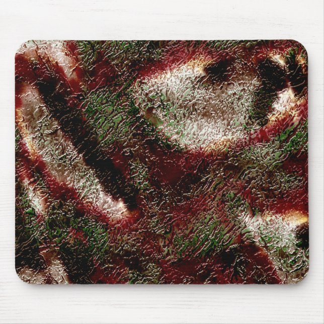 Splash texture in brown to moss green and white    mouse pad (Front)