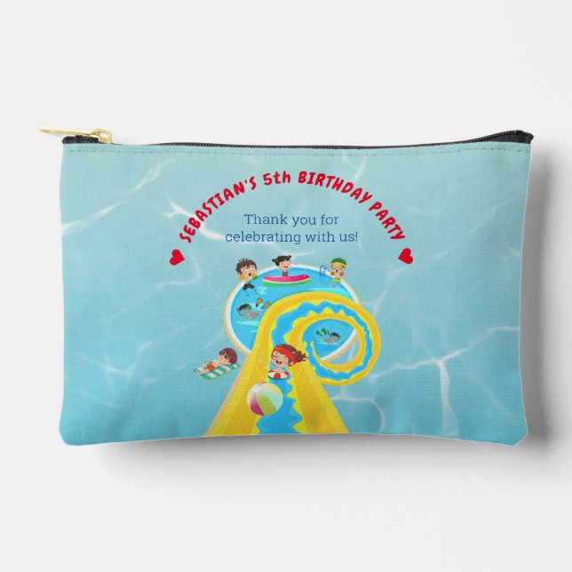 Splash Water Park Summer Waterslide Birthday Party Accessory Pouch (Front)