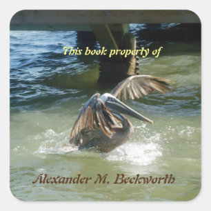 Splashdown Personalized Bookplate Square Sticker