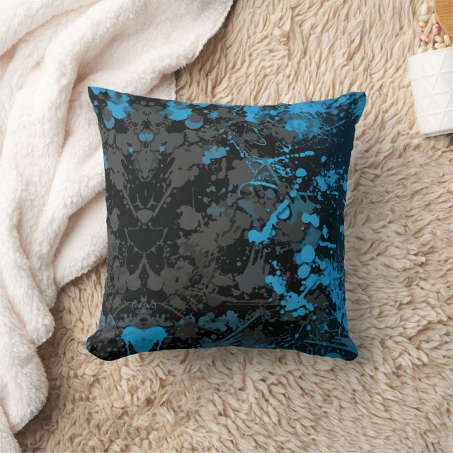 Splashes, Lines, and Vibrant Chaos Throw Pillow (Blanket)