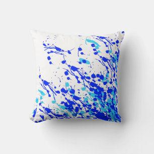 Splashes of Paint Blue Throw Pillow